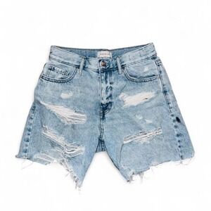 PacSun Blue Denim Distressed Jean Shorts